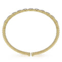 Gabriel & Co. BG4232-62Y45JJ 14K Yellow Gold Bujukan Cuff Bracelet with Pave Diamond Connectors in size 6.25