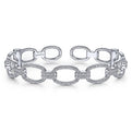 Gabriel & Co. BG4237-62W45JJ 14K White Gold Diamond Pavé Chain Link Cuff Bracelet