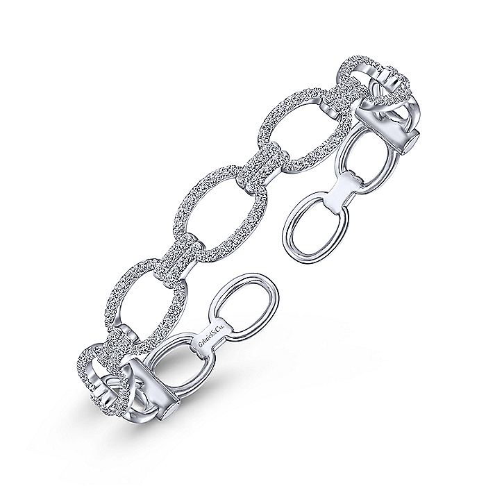 Gabriel & Co. BG4237-62W45JJ 14K White Gold Diamond Pavé Chain Link Cuff Bracelet