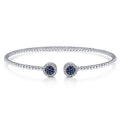 Gabriel & Co. BG4244-62W45SA 14K White Gold Bujukan Bead Cuff Bracelet with Sapphire and Diamond Halo Caps