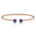 Gabriel & Co. BG4244-65K45SA 14K Rose Gold Bujukan Bead Cuff Bracelet with Sapphire and Diamond Halo Caps