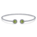 Gabriel & Co. BG4245-62W45PE 14K White Gold Round Peridot and Diamond Halo Bujukan Bangle