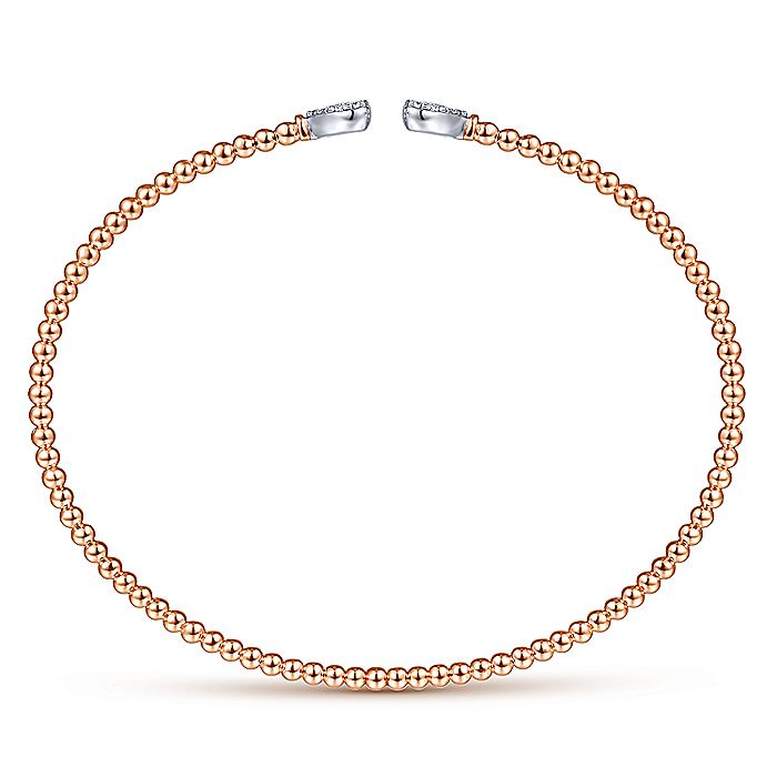 Gabriel & Co. BG4253-62T45JJ 14K Rose Gold Bujukan Split Cuff Bracelet with White Gold Pavé Diamond Hearts