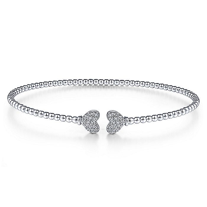 Gabriel & Co. BG4253-62W45JJ 14K White Gold Bujukan Split Cuff Bracelet with Pavé Diamond Hearts