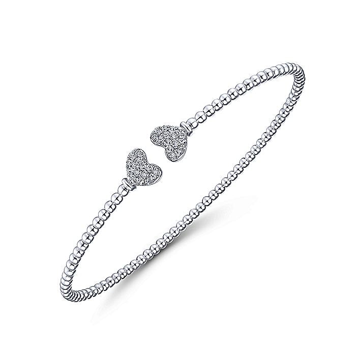 Gabriel & Co. BG4253-62W45JJ 14K White Gold Bujukan Split Cuff Bracelet with Pavé Diamond Hearts