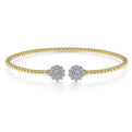 Gabriel & Co. BG4254-62M45JJ 14K White&Yellow Gold Bujukan Split Cuff Bracelet with Diamond Flowers