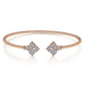 Gabriel & Co. BG4256-62K45JJ 14K Rose Gold Open Bangle with Diamond Flowers