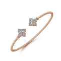 Gabriel & Co. BG4256-62K45JJ 14K Rose Gold Open Bangle with Diamond Flowers