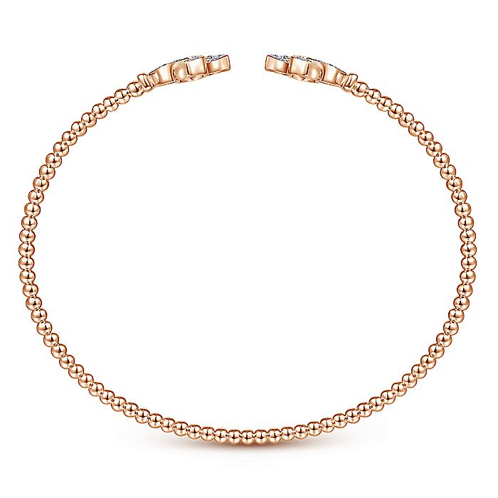 Gabriel & Co. BG4256-62K45JJ 14K Rose Gold Open Bangle with Diamond Flowers