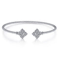 Gabriel & Co. BG4256-62W45JJ 14K White Gold Bujukan Split Cuff Bracelet with Diamond Flower Caps