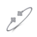 Gabriel & Co. BG4256-62W45JJ 14K White Gold Bujukan Split Cuff Bracelet with Diamond Flower Caps