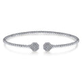 Gabriel & Co. BG4261-62W45JJ 14K White Gold Bujukan Split Cuff Bracelet with Diamond Pavé Hexagon Caps