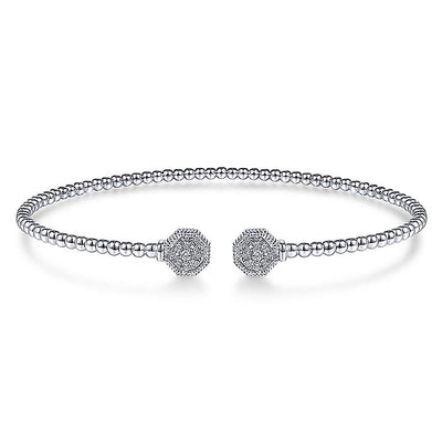 Gabriel & Co. BG4261-62W45JJ 14K White Gold Bujukan Split Cuff Bracelet with Diamond Pavé Hexagon Caps