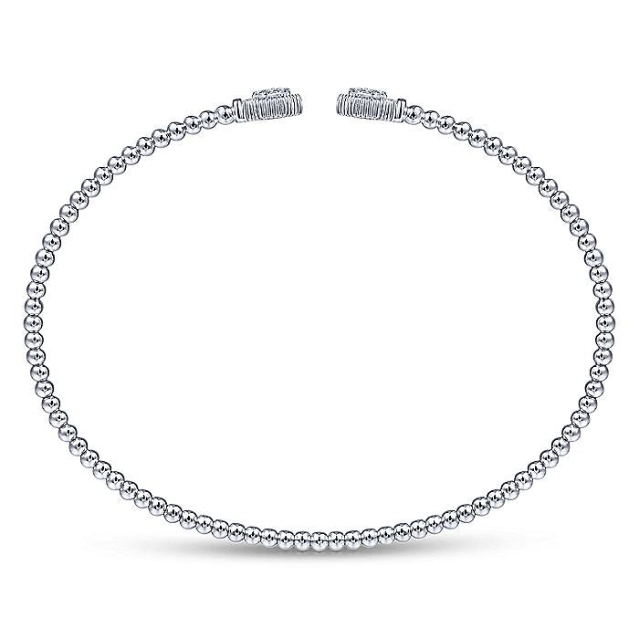 Gabriel & Co. BG4261-62W45JJ 14K White Gold Bujukan Split Cuff Bracelet with Diamond Pavé Hexagon Caps