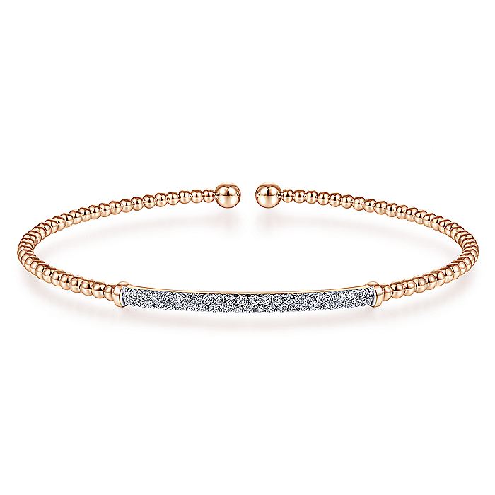 Gabriel & Co. BG4262-62K45JJ 14K Rose Gold Bujukan Split Cuff Bracelet with Diamond Pavé Bar