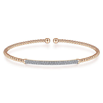 Gabriel & Co. BG4262-62K45JJ 14K Rose Gold Bujukan Split Cuff Bracelet with Diamond Pavé Bar