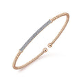 Gabriel & Co. BG4262-62K45JJ 14K Rose Gold Bujukan Split Cuff Bracelet with Diamond Pavé Bar