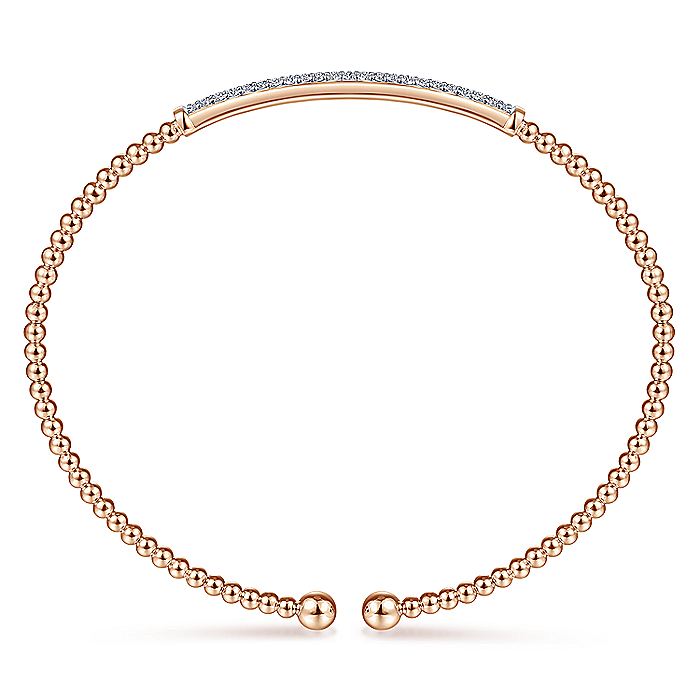 Gabriel & Co. BG4262-62K45JJ 14K Rose Gold Bujukan Split Cuff Bracelet with Diamond Pavé Bar