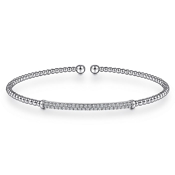 Gabriel & Co. BG4262-62W45JJ 14K White Gold Bujukan Split Cuff Bracelet with Diamond Pavé Bar