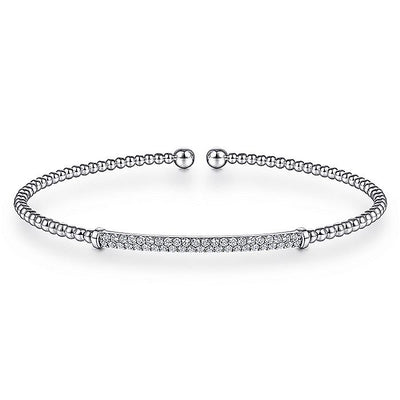 Gabriel & Co. BG4262-62W45JJ 14K White Gold Bujukan Split Cuff Bracelet with Diamond Pavé Bar