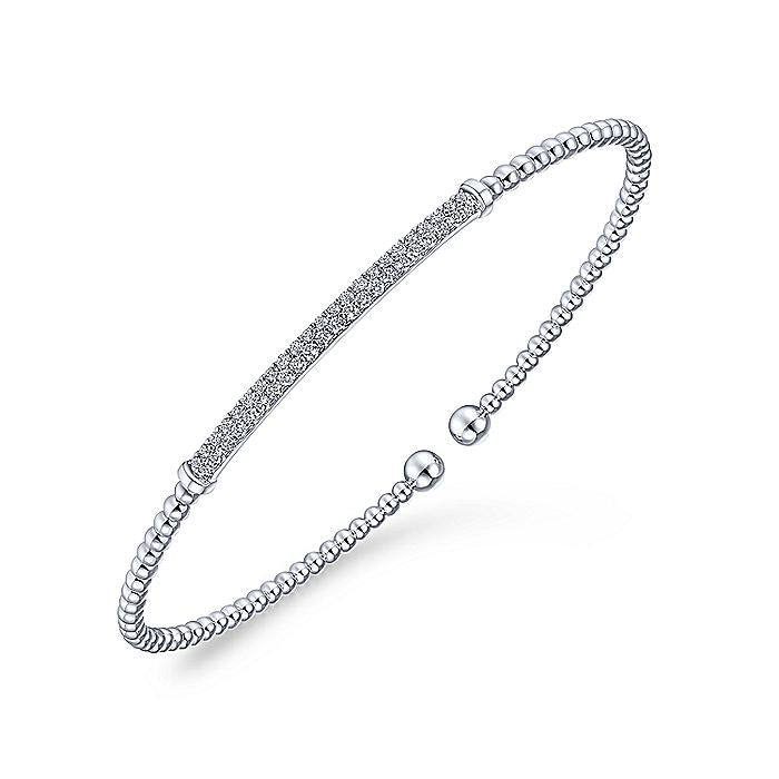 Gabriel & Co. BG4262-62W45JJ 14K White Gold Bujukan Split Cuff Bracelet with Diamond Pavé Bar