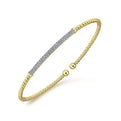 Gabriel & Co. BG4262-62Y45JJ 14K Yellow Gold Bujukan Split Cuff Bracelet with Diamond Pave Bar in size 6.25