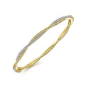 Gabriel & Co. BG4275-62Y45JJ 14K Yellow Gold Twisted Rope and Diamond Bangle