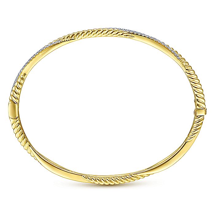 Gabriel & Co. BG4275-62Y45JJ 14K Yellow Gold Twisted Rope and Diamond Bangle