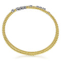 Gabriel & Co. BG4277-65M45JJ 14K Yellow Gold Bujukan Bead Wrap Bracelet with White Gold Diamond Stations