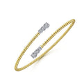 Gabriel & Co. BG4278-62M45JJ 14K Yellow Gold Bujukan Bead Bypass Bangle with Graduating Diamond Caps