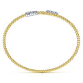 Gabriel & Co. BG4278-62M45JJ 14K Yellow Gold Bujukan Bead Bypass Bangle with Graduating Diamond Caps