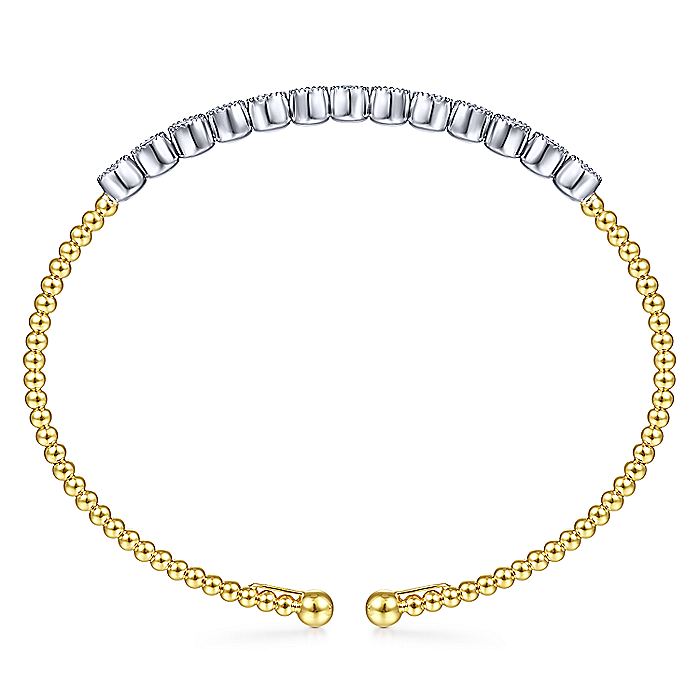 Gabriel & Co. BG4287-62M45JJ 14K White and Yellow Gold Diamond Bangle