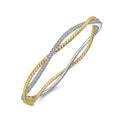 Gabriel & Co. BG4307-62M45JJ 14K Yellow-White Twisted Rope and Diamond Bangle Bracelet