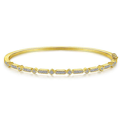 Gabriel & Co. BG4309-62Y45JJ 14K Yellow Gold Alternating Geometric Stations Diamond Bangle