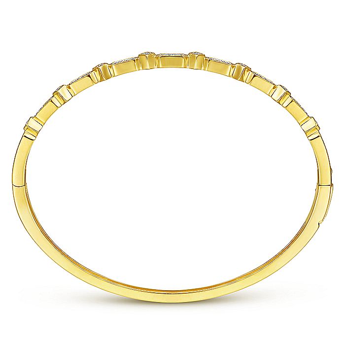 Gabriel & Co. BG4309-62Y45JJ 14K Yellow Gold Alternating Geometric Stations Diamond Bangle