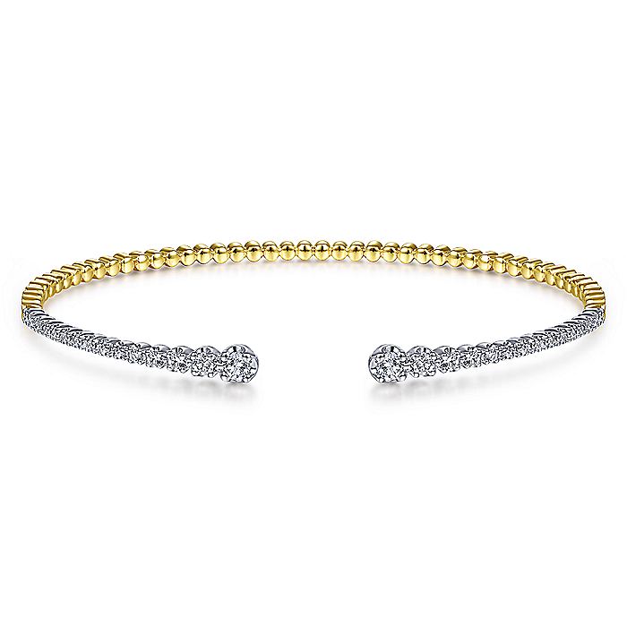 Gabriel & Co. BG4322-62M45JJ 14K Yellow and White Gold Split Cuff Bracelet with Graduating Diamonds