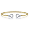 Gabriel & Co. BG4328-62M45JJ 14K Yellow-White Gold Open Bujukan Bangle with Diamond Teardrops