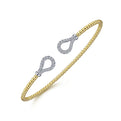 Gabriel & Co. BG4328-62M45JJ 14K Yellow-White Gold Open Bujukan Bangle with Diamond Teardrops