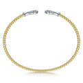 Gabriel & Co. BG4328-62M45JJ 14K Yellow-White Gold Open Bujukan Bangle with Diamond Teardrops