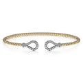 Gabriel & Co. BG4328-65M45JJ 14K Yellow-White Gold Open Bujukan Bangle with Diamond Teardrops