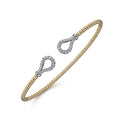 Gabriel & Co. BG4328-65M45JJ 14K Yellow-White Gold Open Bujukan Bangle with Diamond Teardrops