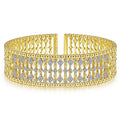 Gabriel & Co. BG4334-62Y45JJ Wide 14K Yellow Gold Cage Cuff Bracelet with Diamond Stations