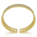 Gabriel & Co. BG4334-62Y45JJ Wide 14K Yellow Gold Cage Cuff Bracelet with Diamond Stations