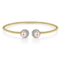 Gabriel & Co. BG4338-62Y45PL 14K Yellow Gold Pearl and Diamond Bangle