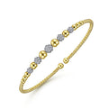 Gabriel & Co. BG4362-62M45JJ 14K Yellow-White Gold Bujukan Cuff Bracelet with Pave Diamond Stations in size 6.25