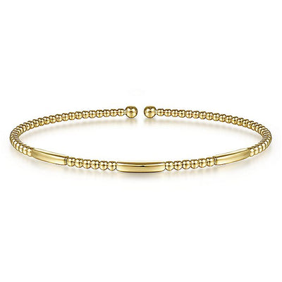 Gabriel & Co. BG4419-62Y4JJJ 14K Yellow Gold Bujukan Bead Open Bangle