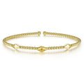 Gabriel & Co. BG4421-62Y4JJJ 14K Yellow Gold Bujukan Cuff Bracelet with Pyramid Stations in size 6.25