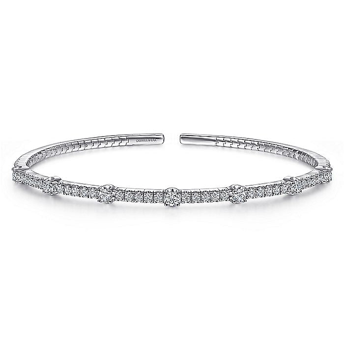 Gabriel & Co. BG4430-65W45JJ 14K White Gold Diamond Bangle