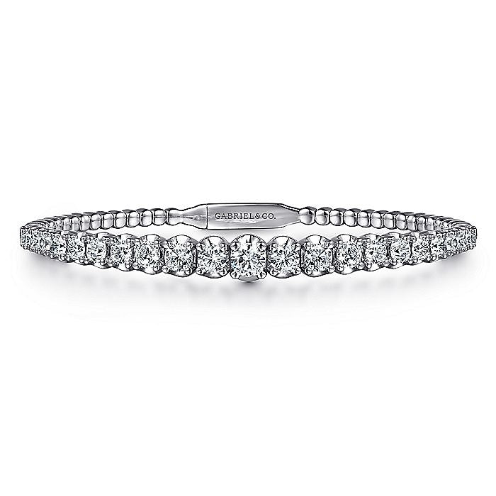 Gabriel & Co. BG4433-65W45JJ 14K White Gold Graduating Diamond Bangle