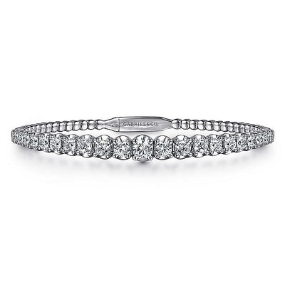 Gabriel & Co. BG4433-65W45JJ 14K White Gold Graduating Diamond Bangle